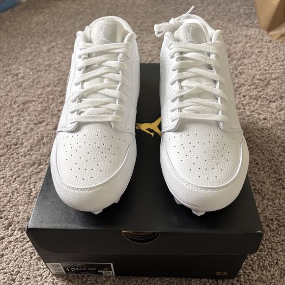 Nike Air Jordan 1 Low TD White Grey Football Cleats FJ6245-101 Men's Size 12.5